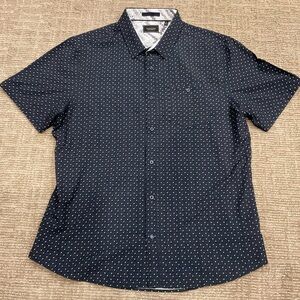 7 Diamonds Ups & Downs Shirt Navy w/ White Geometric Pattern XL - 4 way stretch